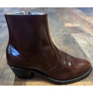 Vintage HANOVER Burgundy Leather 6" Ankle Short Cowboy Western Boots 2688 Sz. 8D